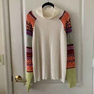 Free People fair isle sleeve mock neck